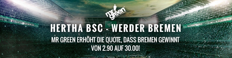 Spezielle Wettquote für Werder Bremen jetzt bei Mr Green Sport